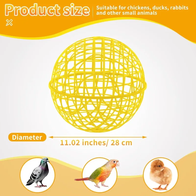 30cm Yellow Cage Movable Plastic Rolling Ball, Suitable for Birds Outdoor Farms Portable Round Safety, and Can Prevent Dog Bites