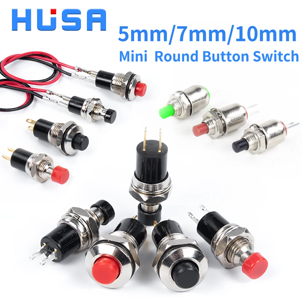 

5PCS Mini Round 5mm/7mm/10mm Self-Lock /Momentary Push button Switches FBS-110 1NO1NC Black Red Green 0.5A/125V