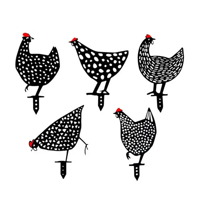 Fekete Csirke Kerti Tét Kreatív Kert Álló Szobor Akril Tyúk Kerítés - Image 6