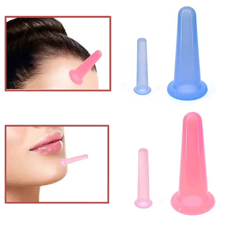 2pcs Silicone Jar Vacuum Cuppings Cans for Body Neck Facial Massage Suction Anti Cellulite Cups Set Health Care Tool | Красота и