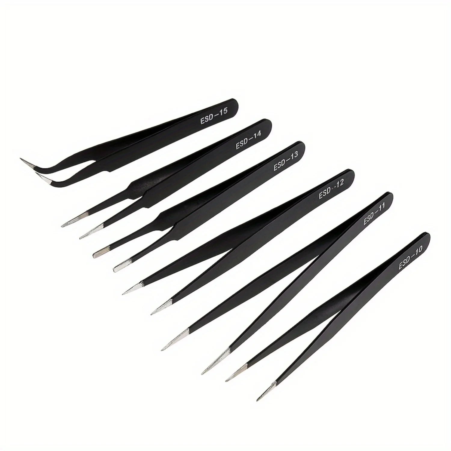 6pcs ESD Anti-Static Stainless Steel Tweezers - Precision Maintenance & Industrial Repair Tools for Working & Model Making. 5