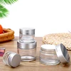 10pcs/lot Glass Cream Jar Bottle 5g 10g 20g 30g 100g Empty Container Cosmetic Jar With Silver Lid Nail Arts Small Clear Can Tin 3