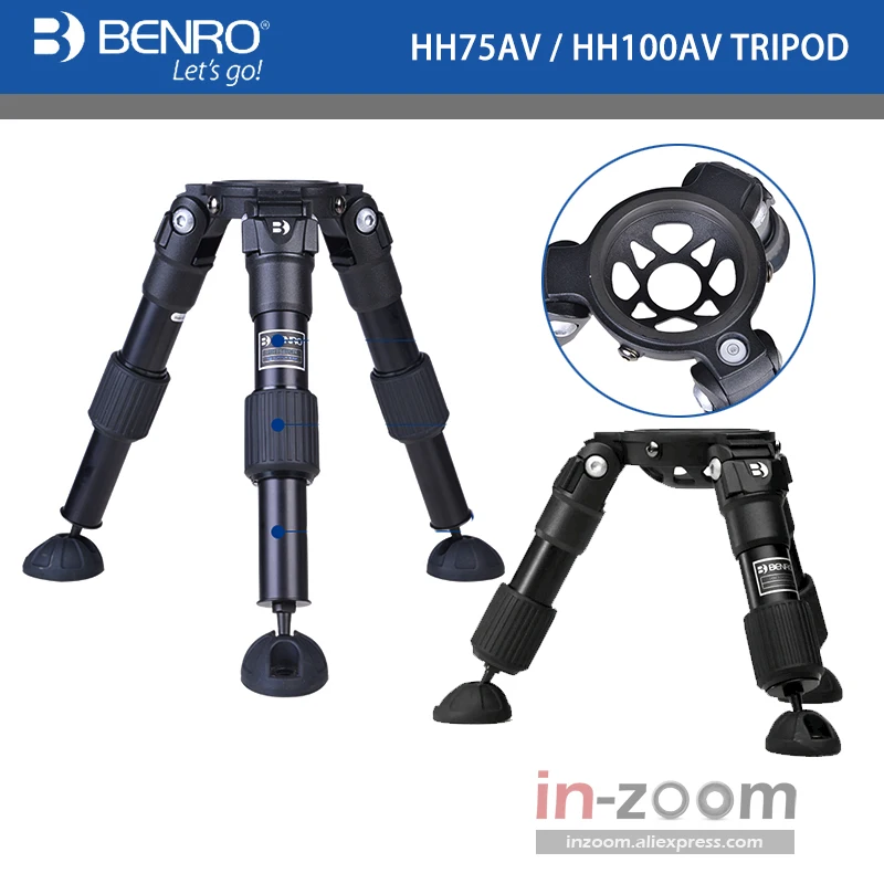 BenroHH75AVHH100AVHiHatMiniVideoTripodAluminium75mm100MM2