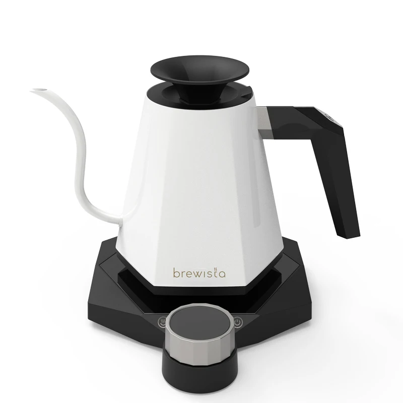 TIMEMORE Fish Smart Electric Coffee Kettle Gooseneck Pour Over Kettle for Coffee and Tea Variable Temperature Control, 0.6L/0.8L, Black (0.8L)