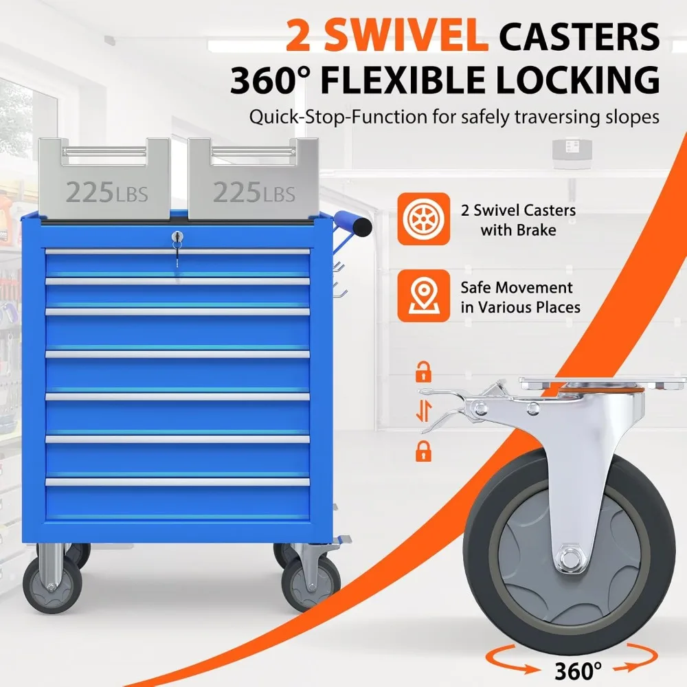 7-Drawer Rolling Tool Chest, Tool Box with Wheels and Drawers, High Capacity Detachable Mobile Tool Storage Cabinet for Workshop 3