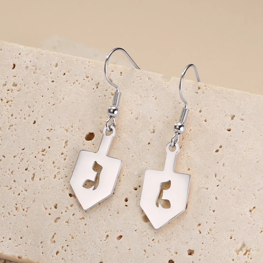Dawapara Judaica Dreidel Anhänger Damen Ohrringe Channukah Chanukka Geschenk Jüdischer Schmuck Edelstahl – Detail 11