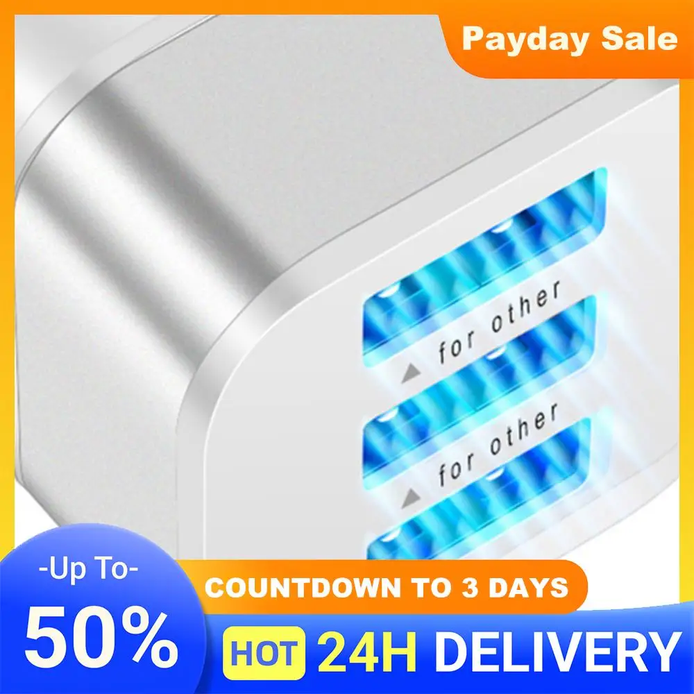 USB2.0 허브 3포트 어댑터 휴대폰 충전기 범용 USB 충전 플러그 LED 표시등이 있는 전원 어댑터