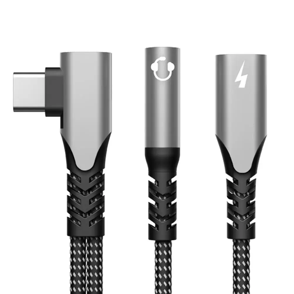 OTG 엘보우 USB C타입, 3.5mm AUX 잭 오디오, 60W 스플리터, 고속 헤드폰 충전 어댑터, N7D4, 2 in 1