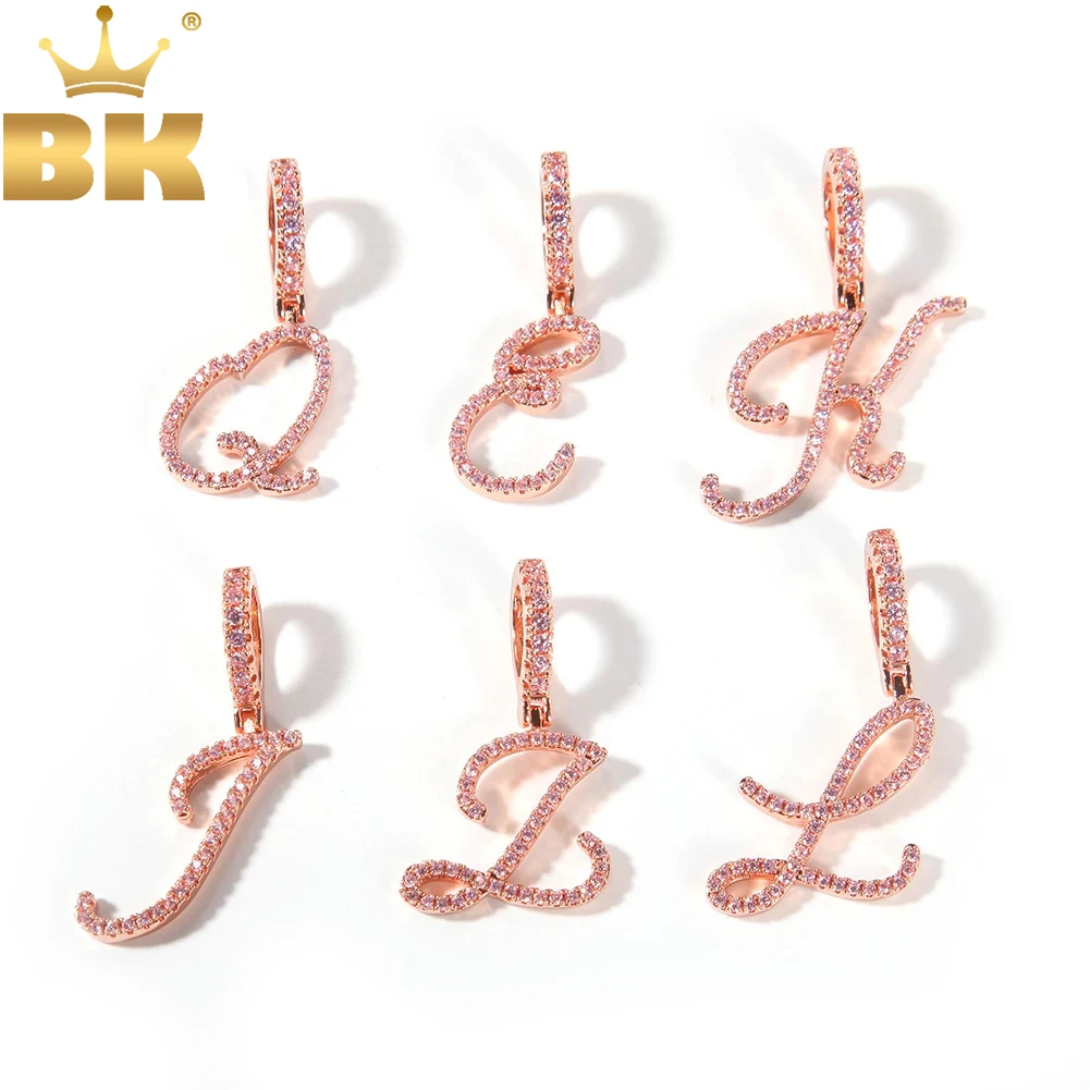 

TBTK Custom Cursive Writing Initial A-Z Letters Pendant Iced Out CZ Gold Chain Necklace For Men Hiphop Charms Jewelry Best Gift