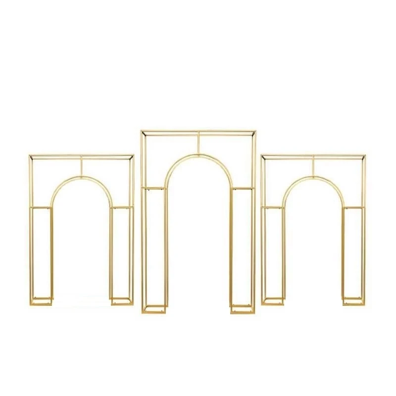 3Pcs Wedding Arch Flower Arch Stage Background Metal Truss Arch Decoration Cuboid Arc Background Gold Stand Puntelli