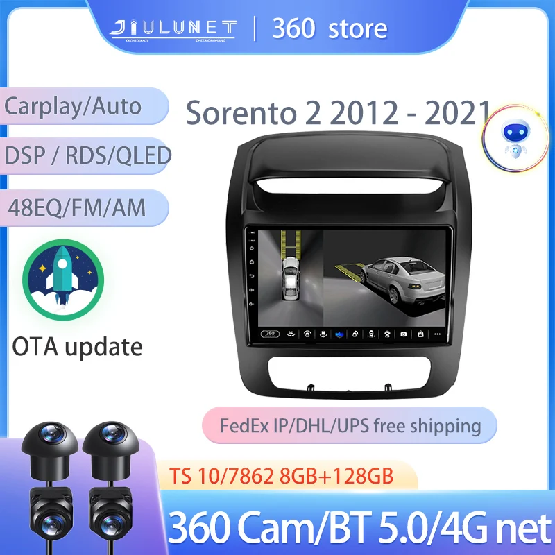 

JIULUNET Smart Stereo Android Auto 360 Cam Radio For Kia Sorento 2 II XM 2012 - 2021 Multimedia Navigation Carplay