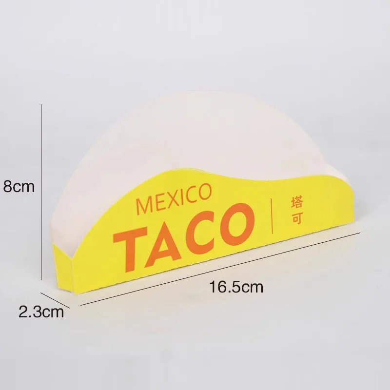 100pcs Paper Taco Box Burrito Tortillas Disposable Mexican Restaurant Takeaway Take Out Packing Box Container