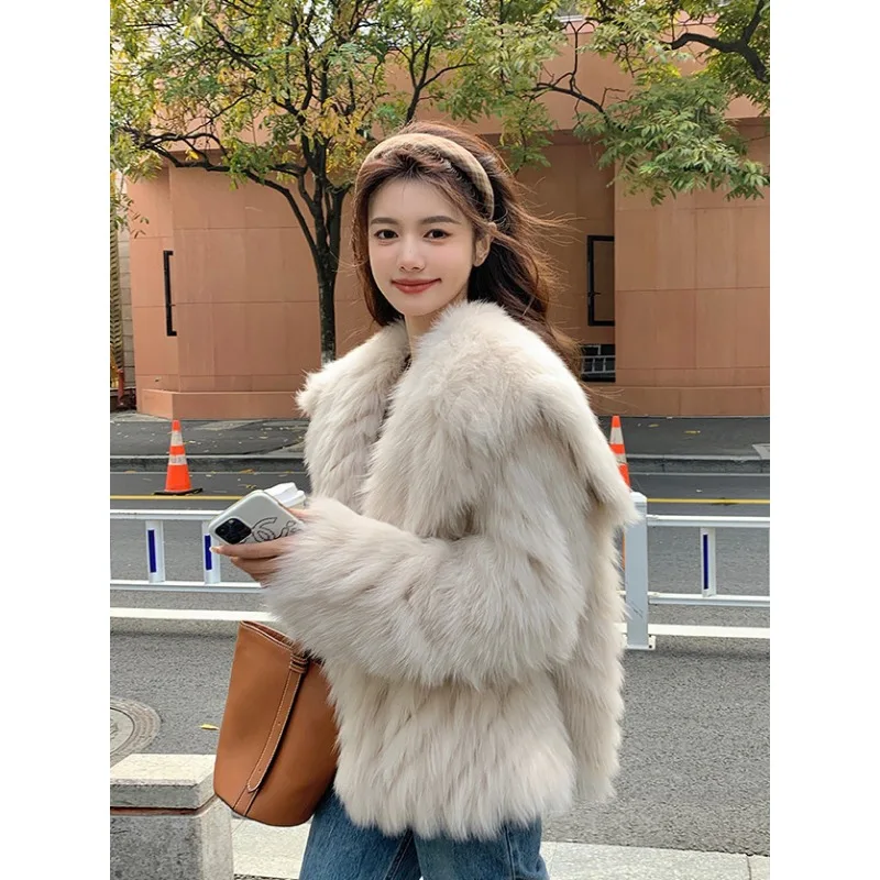 Luxury Brand Faux Fur Coat Women Autumn Winter Fluffy Jacket  Warm Thick Korean Chic Outerwear Solid Long Sleeve Women Clothing