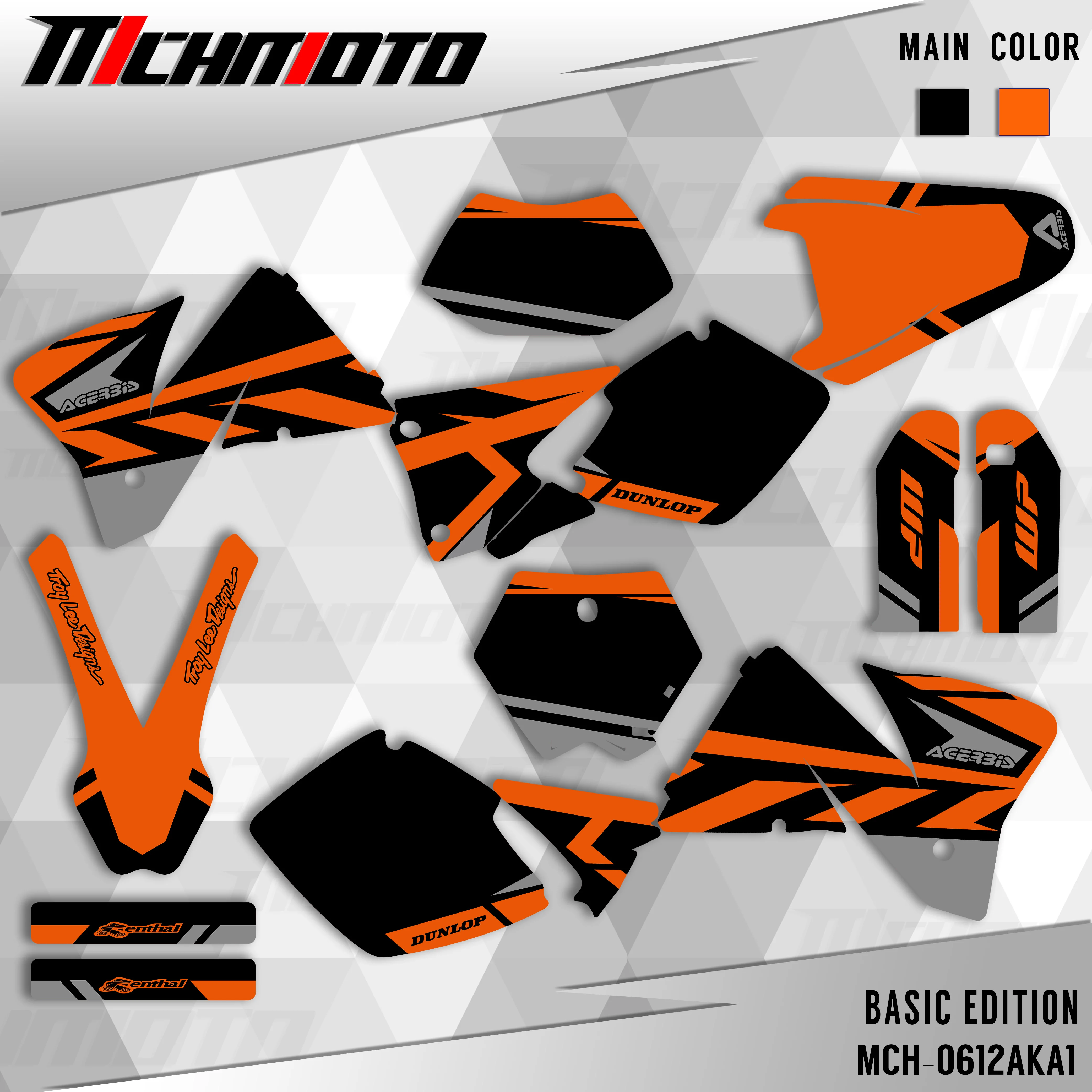 Mchmfg Per Ktm Exc Sxf 125 200 250 300 380 400 520 1998 1999 Decalcomanie Grafiche Kit Adesivo Sfondo Moto 003
