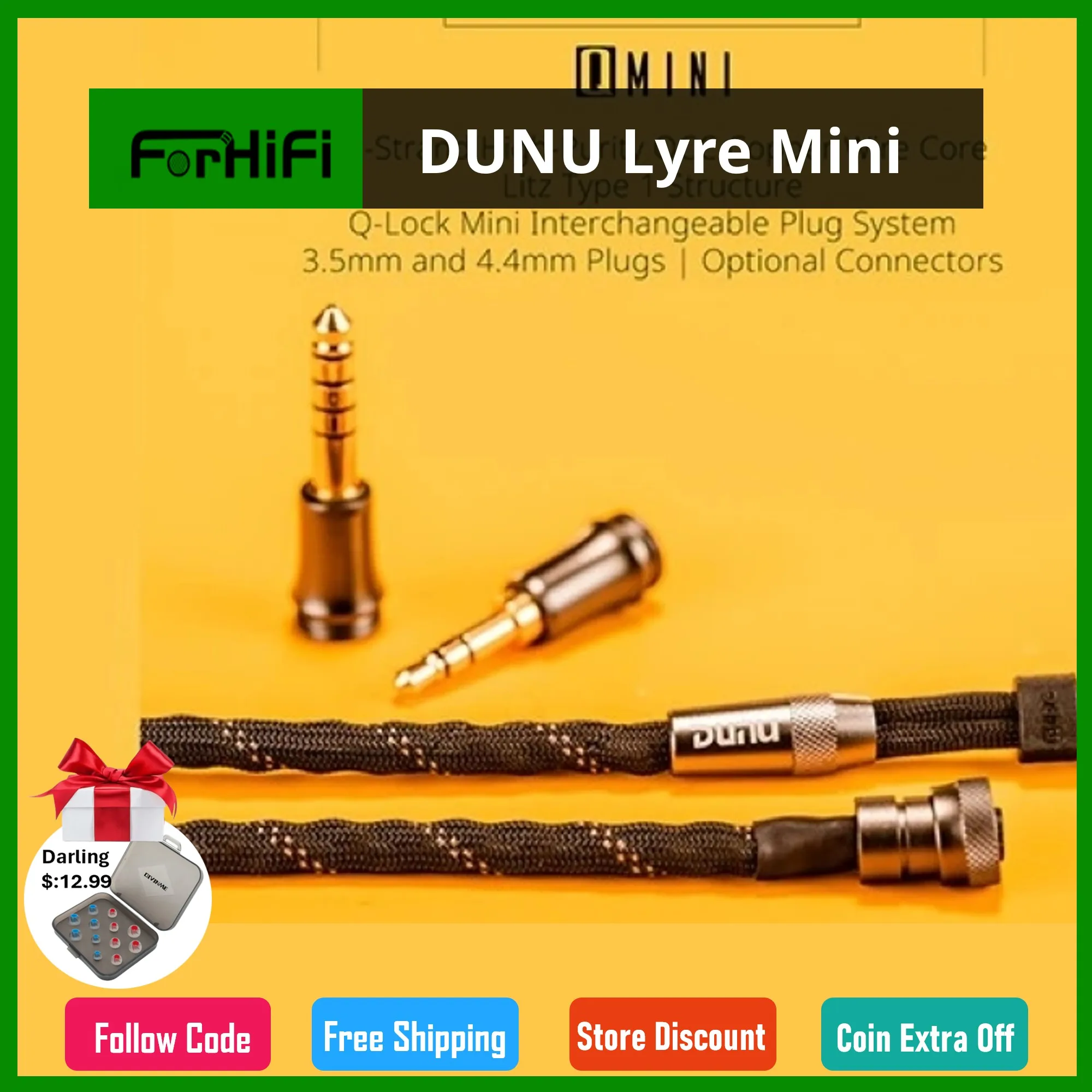 

Кабель для наушников DUNU Lyre Mini, 240 нитей, высокая чистота, OCC, с Q-Lock Mini, для Dunu Davinci