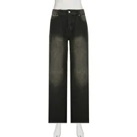 Low Waist Jeans for Women Goth Y2k Style Baggy Jeans Punk New Jeans Wide Leg Denim Pants Kpop Casual Loose Streetwear 5