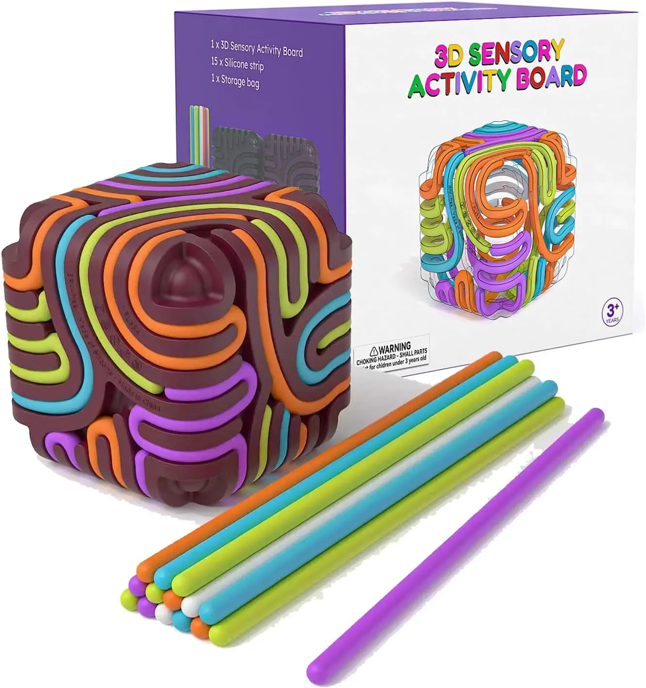 צעצועי פידג'ט חושיים לילדים ומבוגרים קוביית פעילות סיליקון עם 15 מיתרים צבעוניים צעצועי הנסיעה להקלה מתח מתנת חג המולד