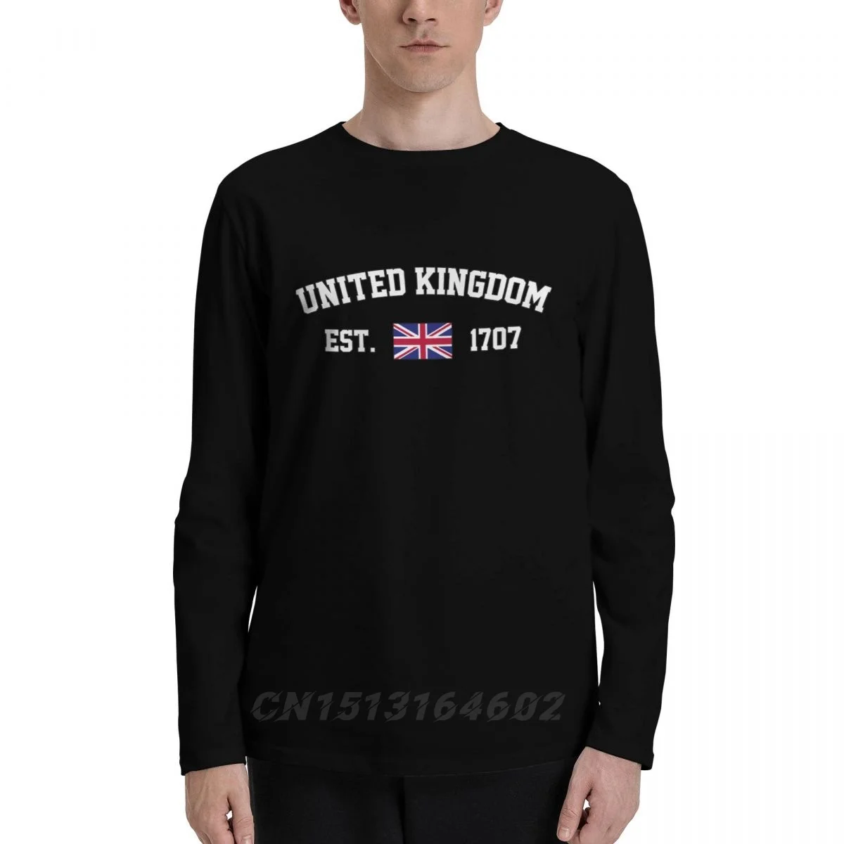 

Флаг Великобритании из 100% хлопка с EST. Осенние футболки с длинным рукавом для мужчин и женщин, одежда унисекс, футболки LS, топы, футболки