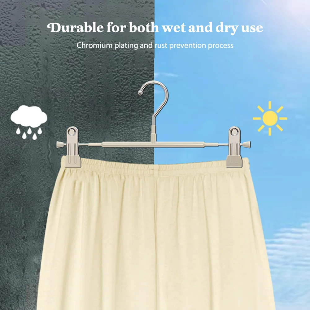 10Pcs Metal Trouser Hanger with Adjustable Clip Clothes Hanger Non Slip Pant Hangers Heavy Duty Saving Space Stainless Steels 3