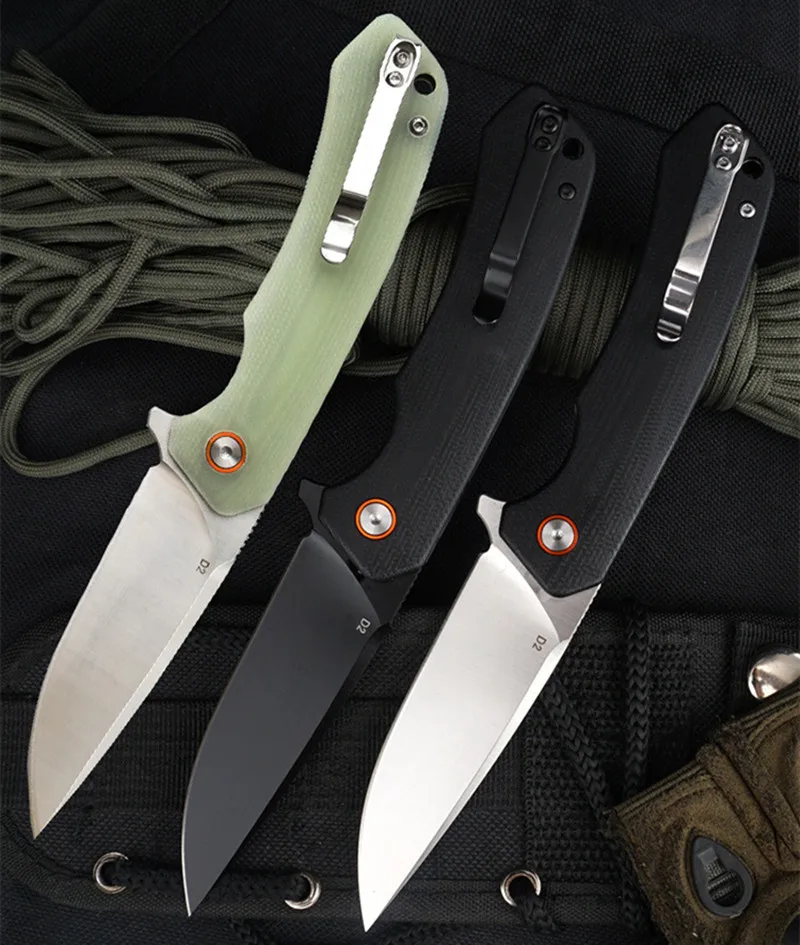 Pocket Folding Knife J146 D2 Blade G10 Handle Outdoor Hunting Hiking Tactical Jackknife Kitchen Utility Survival Camping Knife 2