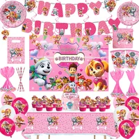 Pink PAW Patrol Skye Backdrop Foil Balloon Girls Birthday Party Decorations Disposable TablewareBaby Shower Supplies Kid Gifts 1