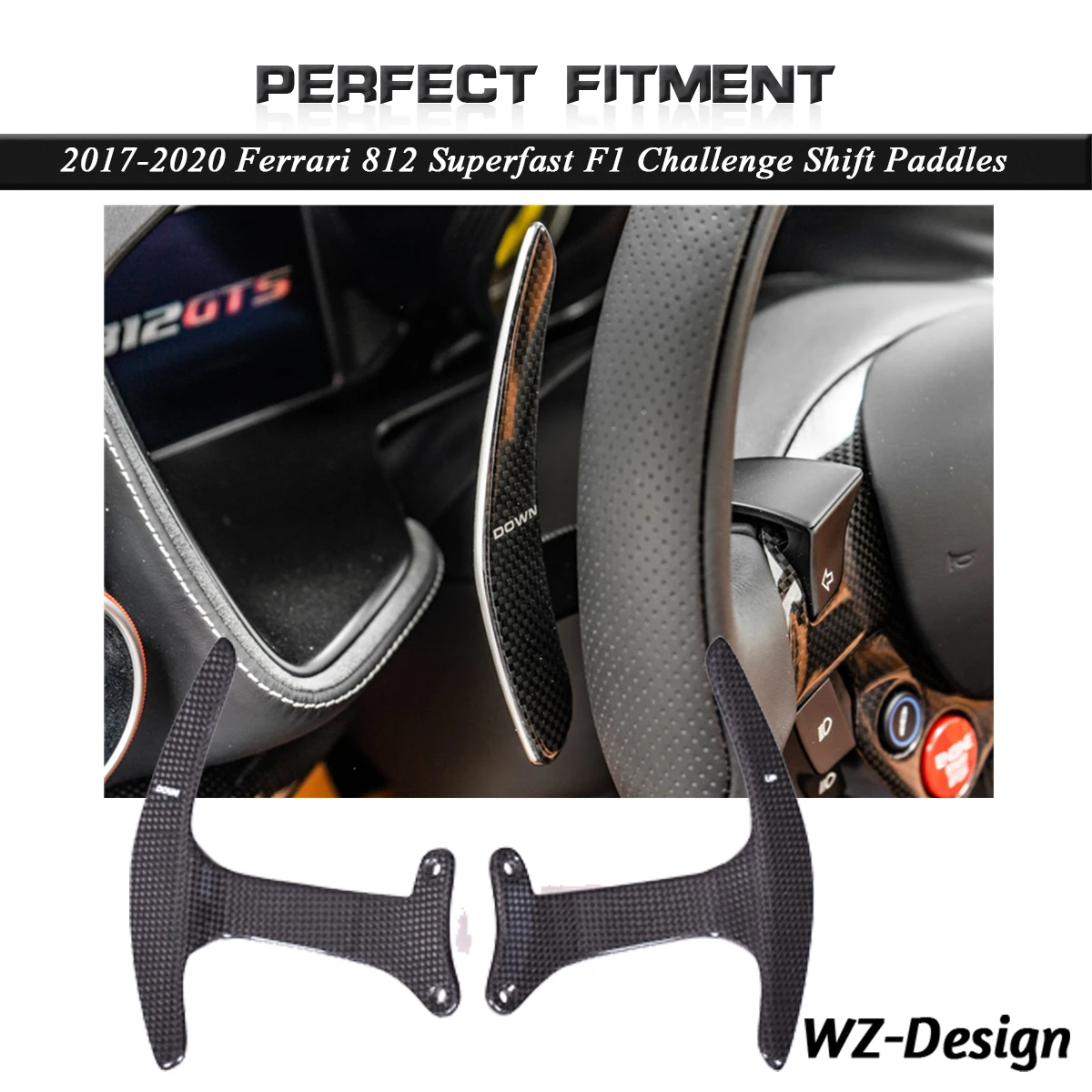 Paddle Shift A Secco In Fibra Di Carbonio Adatto Per Ferrari 812 Superfast F1 Challenge Paddle A Trama Semplice