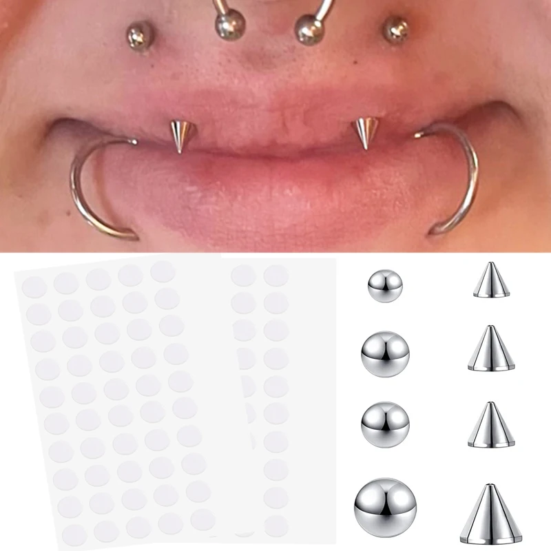 

New Fake Nose Ring Piercing Jewelry Dermal Anchor Top Sticker Fake Belly Eyebrow Lip Piercing Stud Non Piercied Earring Stud Set