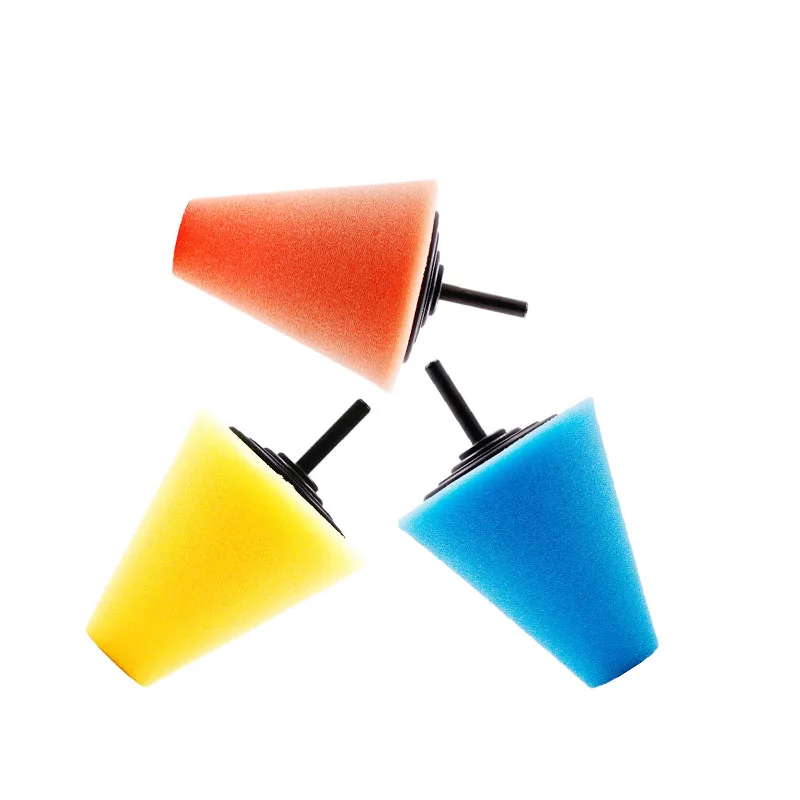 Auto Wheel Polishing Sponge Electric Drill 3inch Burnishing Ball Polishing Cone Car Hub Buffing Sponge Pad