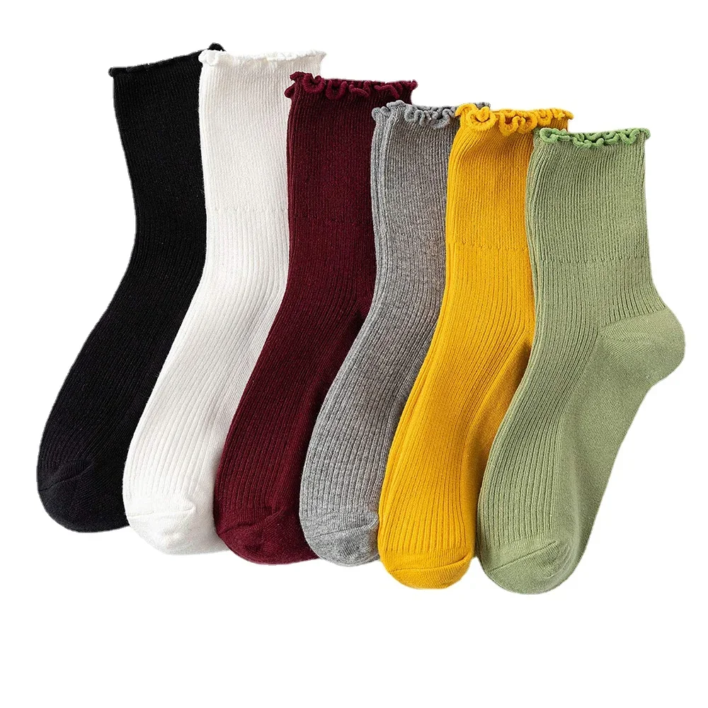 

Cute Japanese Fashion Autumn and Winter Women's Socks Retro Fungus Rim Mid-Barrel White Pile Socks