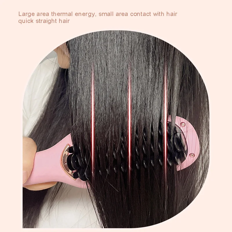 Negative Ion Electric Hair Straightening Comb Adjustable Anti-Scald Straightening Curling Dual Use Hair Styling Brush 2
