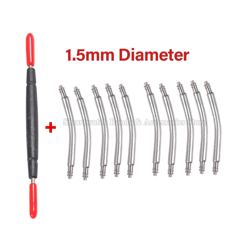 Premium Stainless Steel Curved Spring Bar Set - 10pcs Watchband Link Pins (Multiple Sizes)