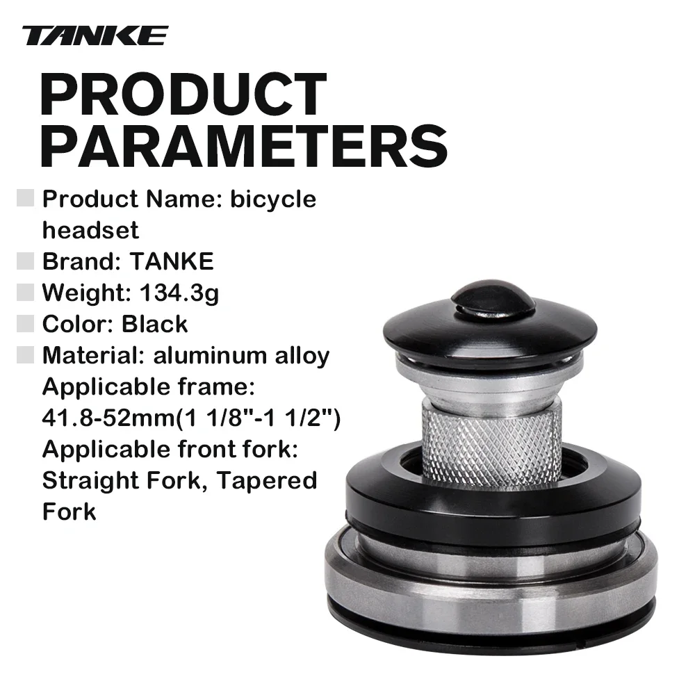 thumbnail image 2 of Bike Headset,44/55mm Aluminium Alloy Tapered Fork Straight Tube 44/55mm 2 of 14