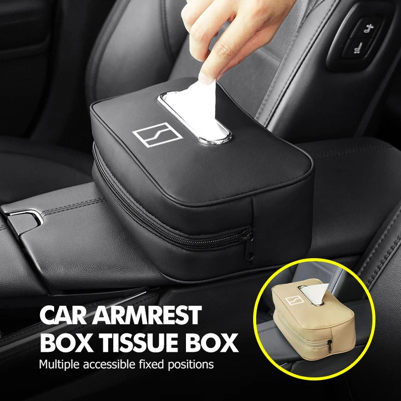 가죽 자동차 로고 티슈 박스 시트 걸이형 종이 타월 보관 가방 Zeekr X 00..