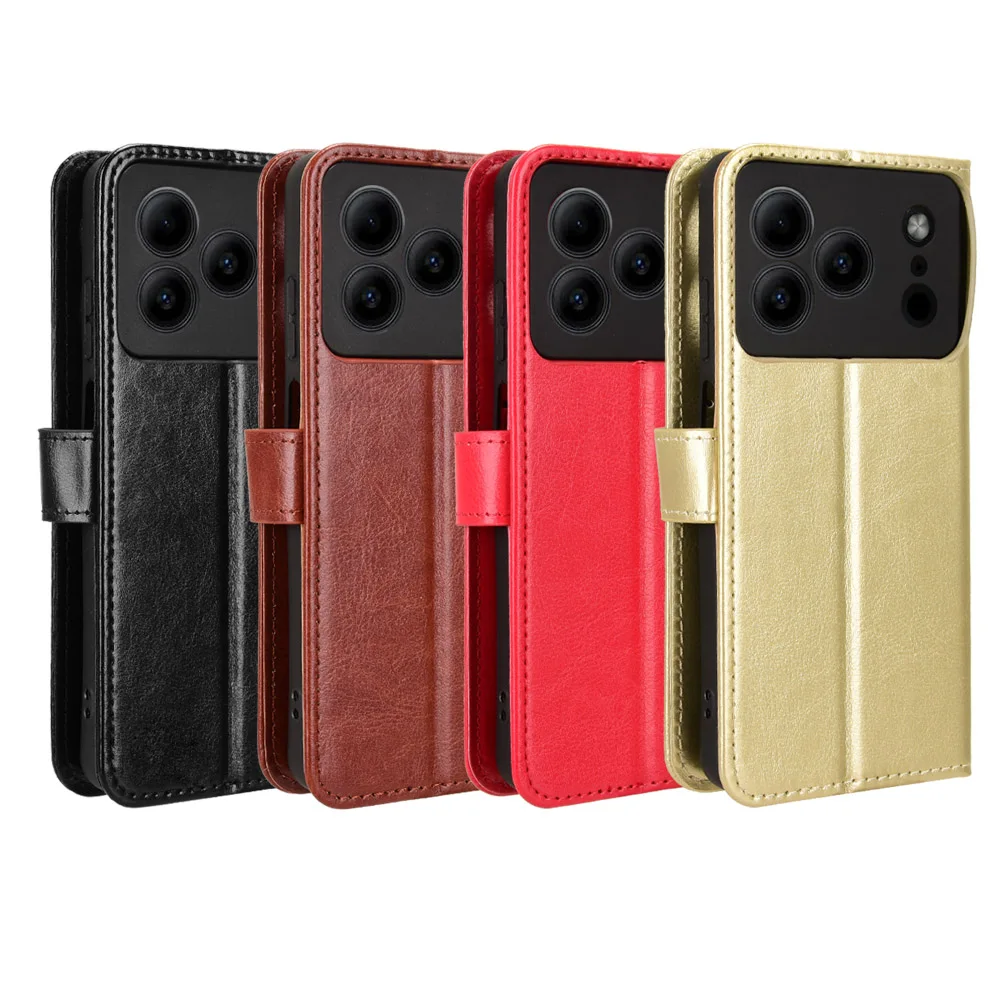 Luxury Leather Flip Wallet Phone Case with Stand Function and Card Holder