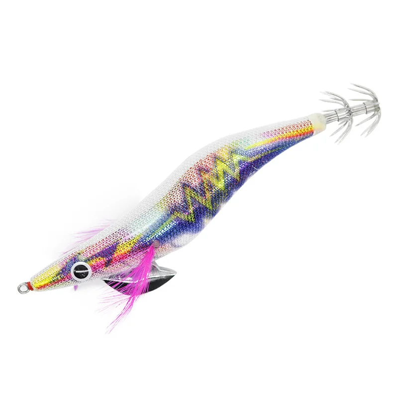 Sea.Yolo19/15g13.5cm Fishing Lure Wooden Shrimp Artificial Simulation Bait Night Fishing with Sound Ball Squid Hook Fishing Gear