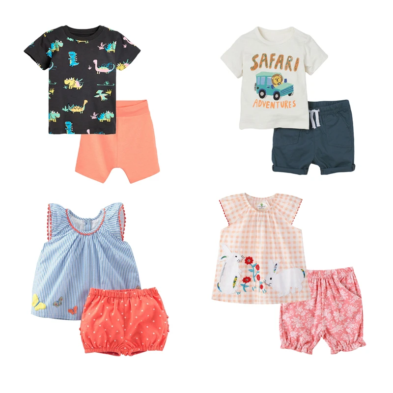Little maven 2022 Summer Clothes Sets Boys and Girls Children Casual Clothes Lovely Cotton Soft and Comfort Tops and Pants angel baby suit