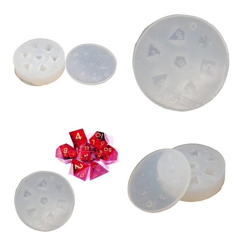 7 Dices Square Dices Mold Numbers Game Silicone Mold Transparent Digital Dices Game Home Craft Tools