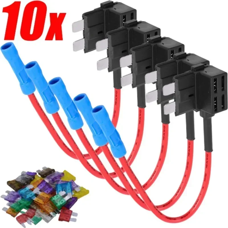 

10/5pcs 12V MINI SMALL MEDIUM Size Car Fuse Holder Add-a-circuit TAP Adapter Micro Mini Standard ATM Blade Fuse for Cars Vans
