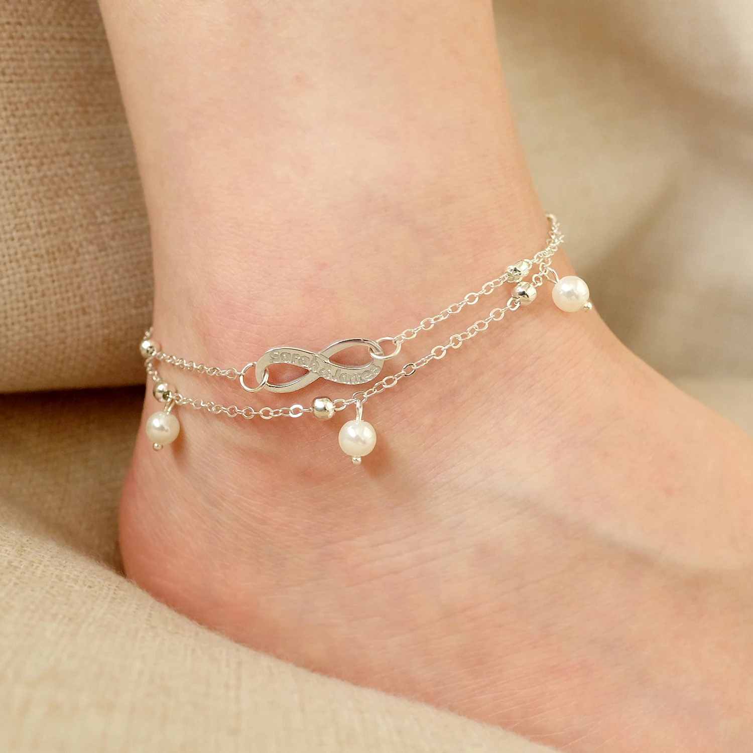 Custom Name Anklet Foot Chain Personalize Anklets for Women Bohemian Beach Jewelry Infinity Anklet Bridesmaid Gift for Her