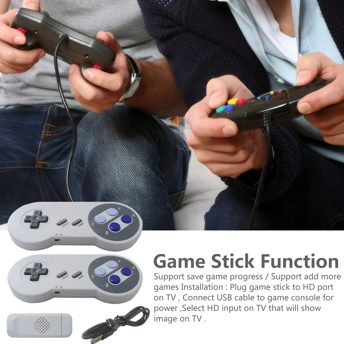 Retro Game Console With Dual Wireless Controllers For Tv Hdmi_voghion.com