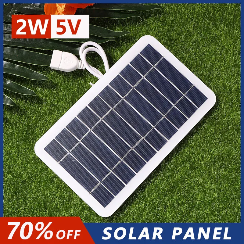 Solar Panel 2W 5V Portable  With USB Secure Charging For Stable Battery Charger For Power Bank Phones Outdoor Camping House