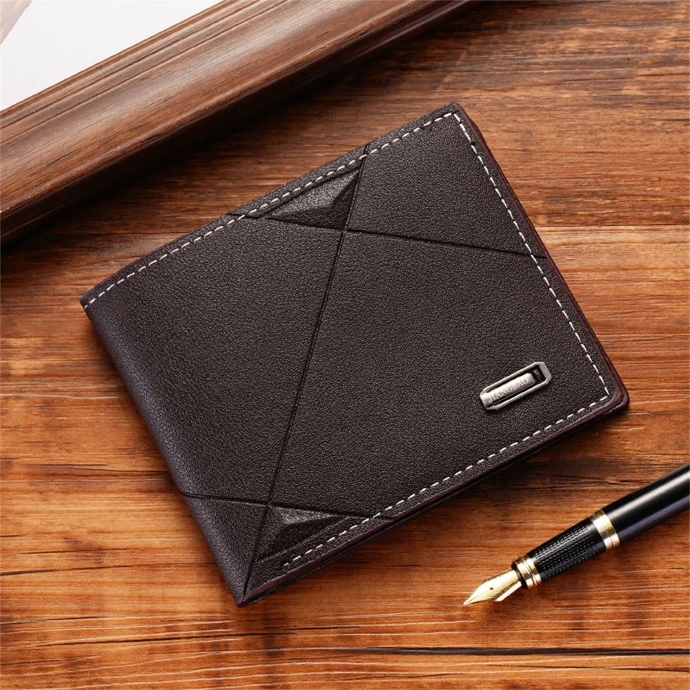 New Men's Wallet Short Multi-card Coin Purse Fashion Casual Wallet Male Youth Thin Three-fold Horizontal Soft Wallet Men PU 6