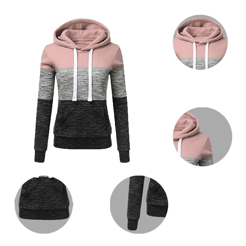 

New Autumn Women Hoodies Sport Casual Long Sleeve Pullover Hot Sales Splicing Warm Sweatshirts High Quality Tops