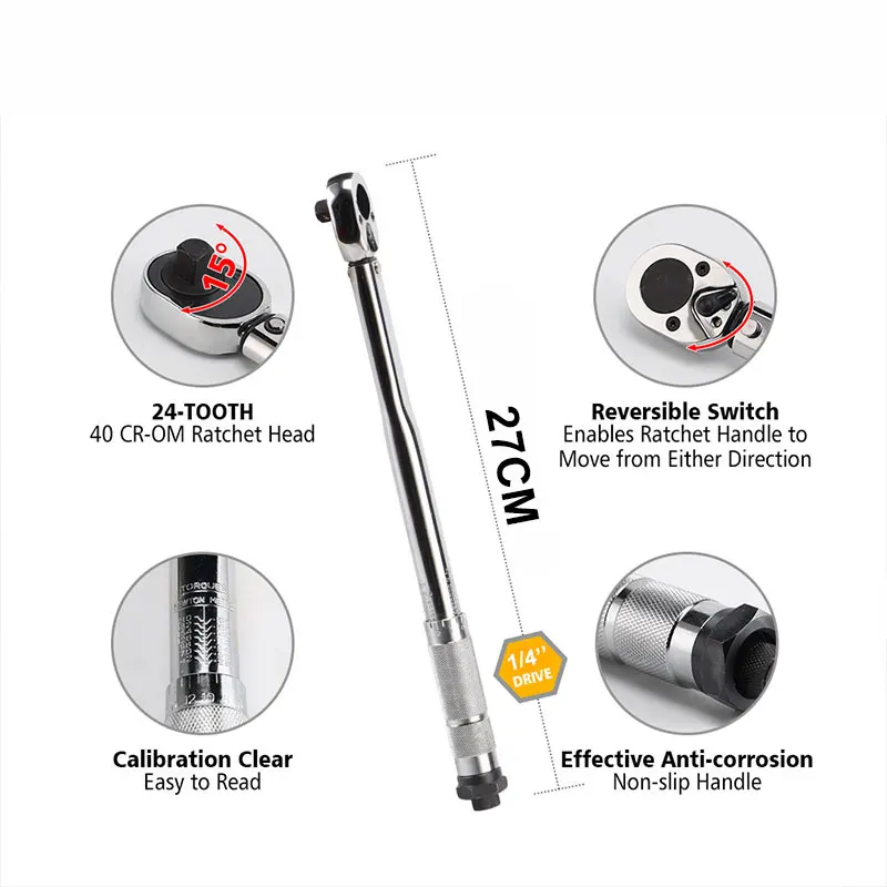 1/4'' Quick-release Torque Wrench 5-25N.m Square Drive Socket Wrench Adjustable Ratchet Torque Wrench Repairing Tool: 3 - 5 Days Free Delivery Only UK
