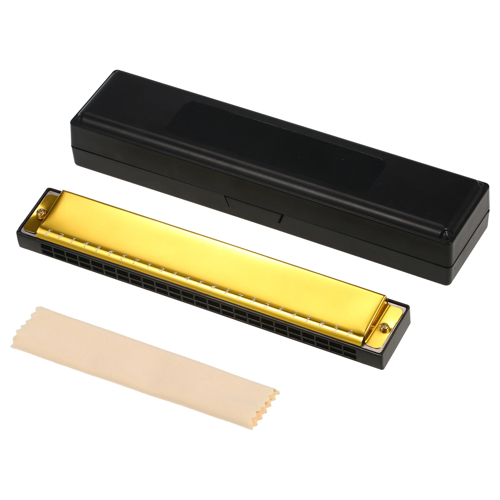 Harmonica Professional Harp Armonica Key of C 24 Hole Polyphony Diatonic Mouth Organ with Case for Blues Folk Jazz Pop