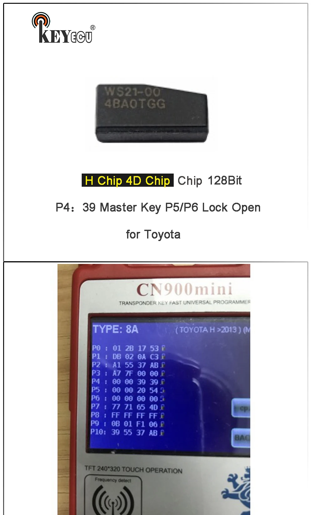 Keyforkess 1x 5x 10x 30x 50x H Chip 4D Chip128Bit Chip Transponder P4: 39 chiave Master P5/P6 serratura aperta per Toyota Corolla - S4efb1a5b53b741548720efab1b56a066G