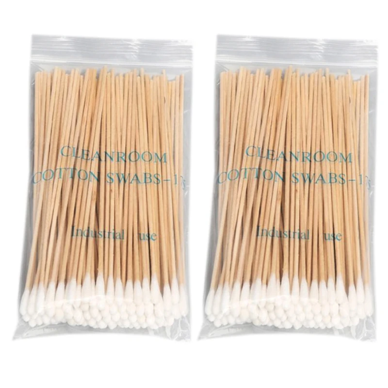 

100/200Pcs 6 Inch Long Wooden Handle Cotton Swabs Single-Head Cleaning Sterile Sticks Applicator for Wound Clean Makeup