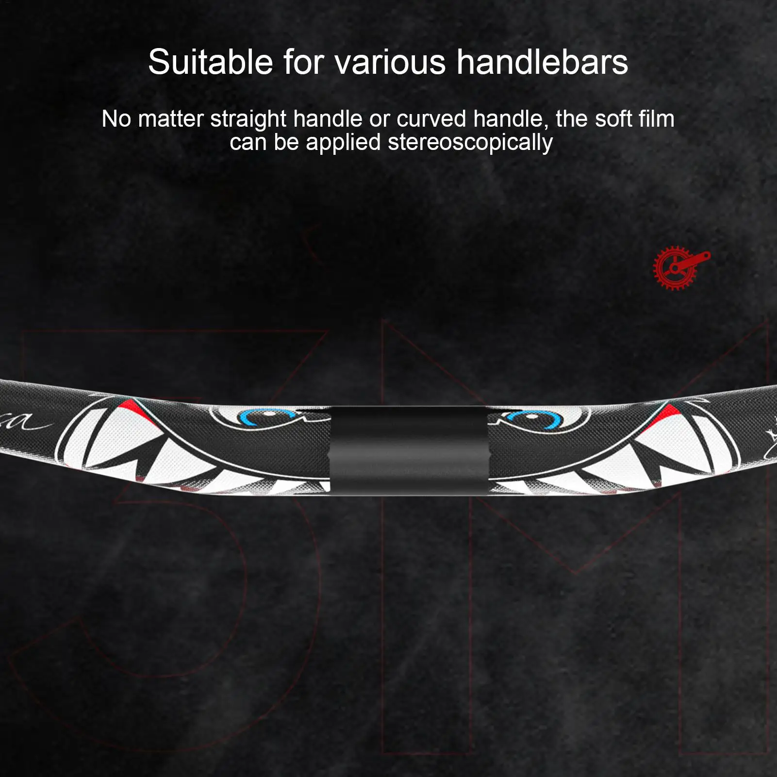 bike Handlebar Sticker 3D PVC Road Bike Handlebar Tape Scratch Resistant Shark print Mountain Bike Handlebar Protective Stickers