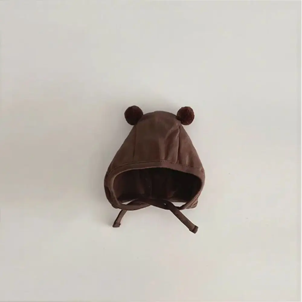 Thin Windproof Baby Bear Ear Protection Hat Cotton Thickened No Brim Children's Cap Pullover Style Cartoon Design