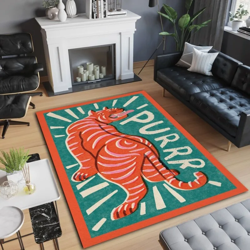 Modern Abstract Tiger Decoration Living Room Carpet Large Area Bedroom Plush Rug Creative Funny Coffee Table Mat Ковер Tapis 러그